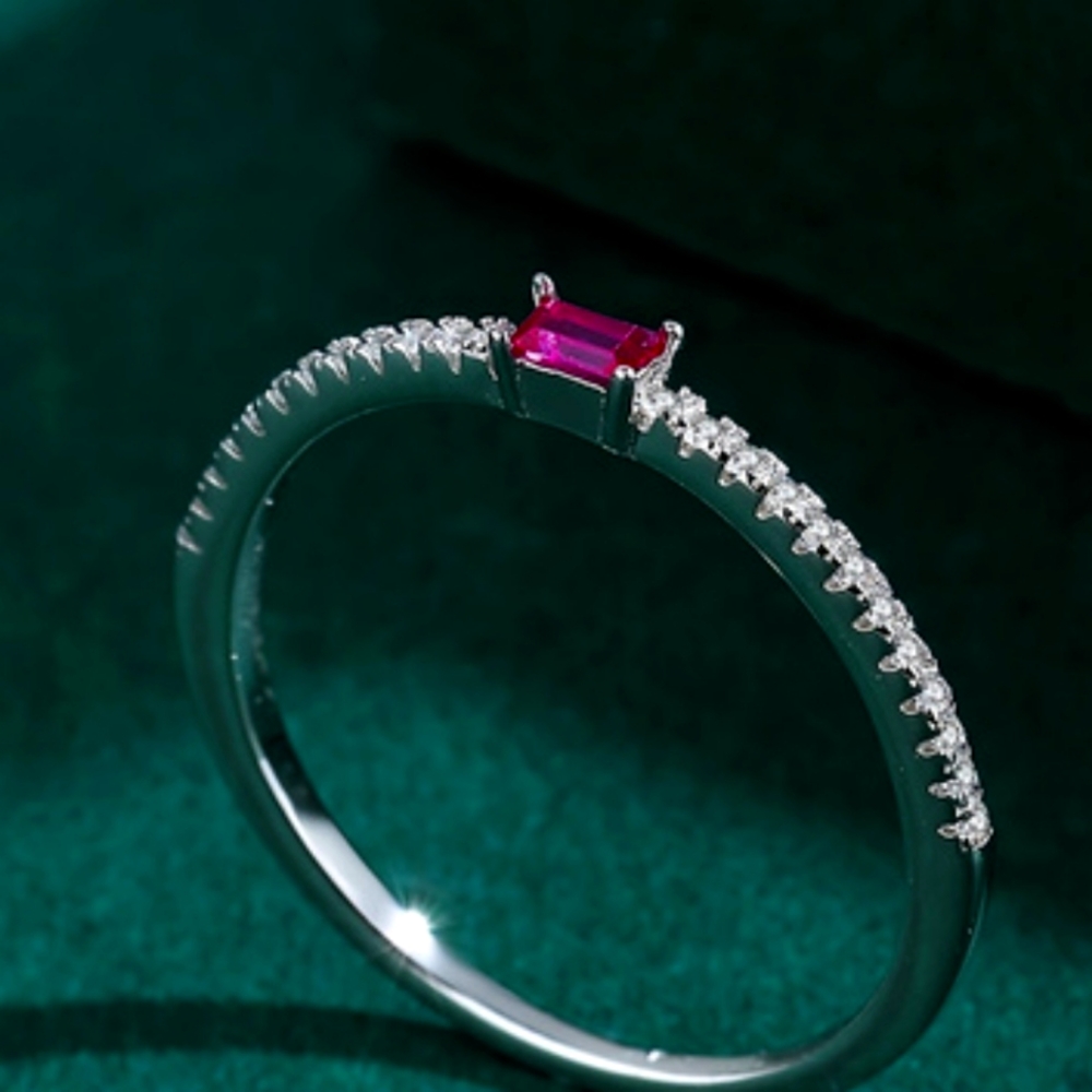 925 Sterling Silver Pink Stacking Ring Sz 7